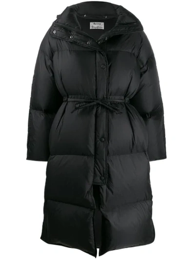 Acne Studios Tie Waist Puffer Jacket In 900-black ModeSens