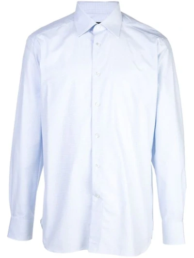Ermenegildo Zegna Geometric Print Button-up Shirt In Blue