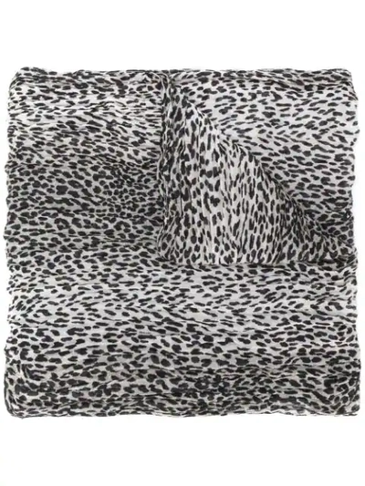 Saint Laurent Leopard Print Scarf In Black