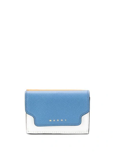 Marni Tri-fold Colourblock Wallet In Blue