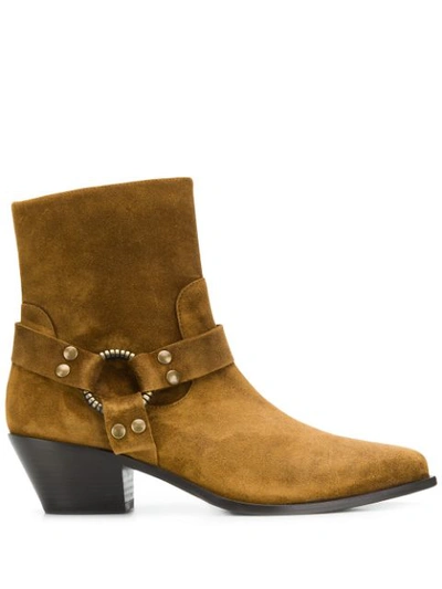 Paola D'arcano Suede Pointed Boots In Brown