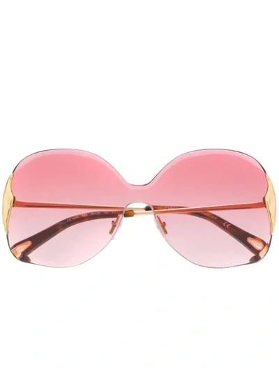 Chloé Curtis Square-frame Sunglasses In Gold