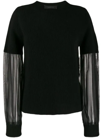 Federica Tosi Sheer Sleeve Knit Top In Black