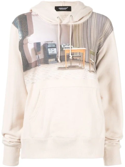 Undercover Printed Detail Hoodie In Neutrals