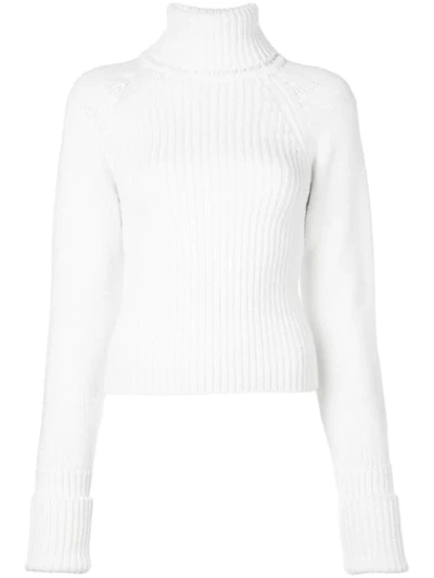Loewe Ribbed Roll Neck Jumper In White