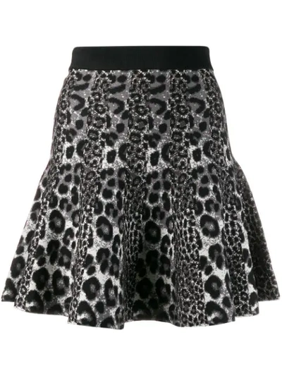 Michael Michael Kors Leopard Print Mini Skirt In Grey