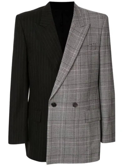 Juunj Contrast Double-breasted Blazer In Black