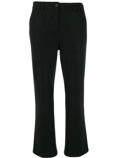 White Sand Cropped Tailored Trousers In Black