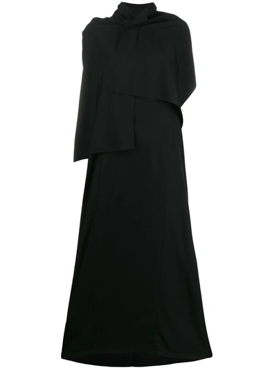 Yohji Yamamoto Asymmetric Midi Dress In Black