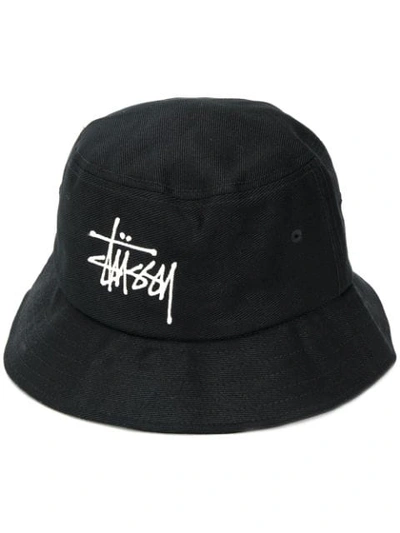 Stussy Embroidered Logo Bucket Hat In Black