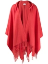 Snobby Sheep Fringed Hooded Cardigan In Orange