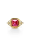 Temple St Clair Women's High 18k Yellow Gold, Rubellite & Diamond Classic Sugar Loaf Ring In Red/gold