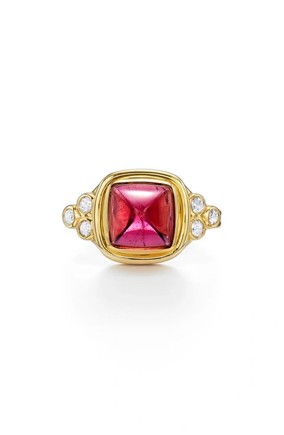 Temple St Clair Women's High 18k Yellow Gold, Rubellite & Diamond Classic Sugar Loaf Ring In Red/gold
