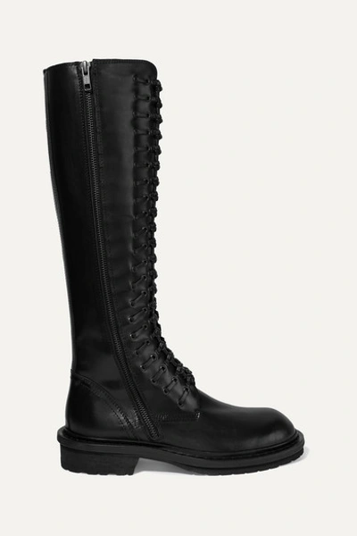 Ann Demeulemeester Knotted Lace-up Leather Boots In Black