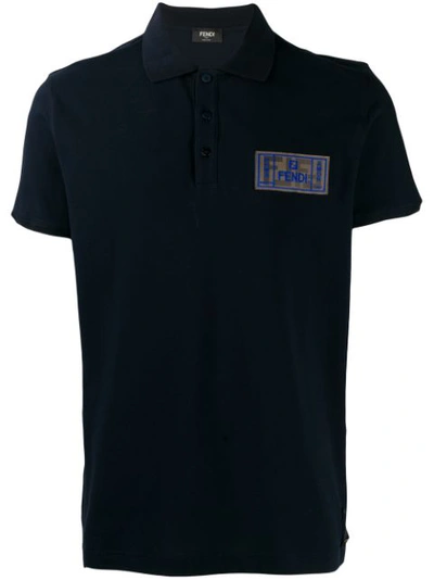 Fendi Ff Roma Amor Patch Polo Shirt In F0v6w Blue
