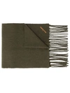 Acne Studios Logo Fringed Scarf In Green