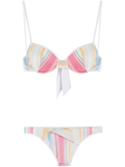 Missoni Striped Print Bikini Set In White