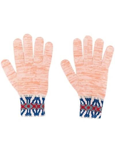 Missoni Pattern Knit Gloves In Pink