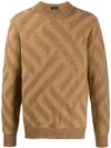 Roberto Collina Geometric Pattern Knitted Jumper In Brown