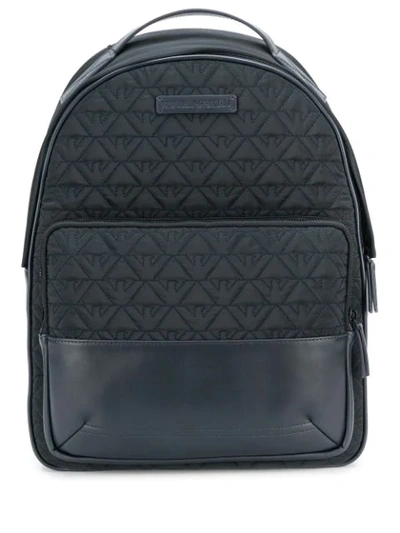 Emporio Armani Logo Embroidered Backpack In Blue