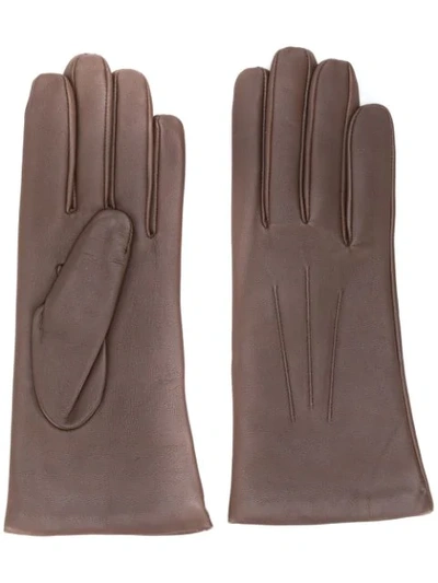 N•peal Short Leather Gloves In Brown