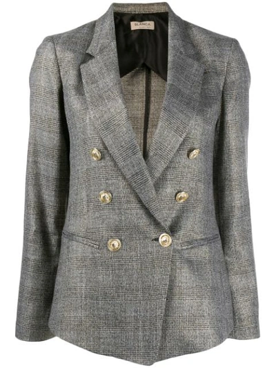 Blanca Checked Double-breasted Blazer In Grey