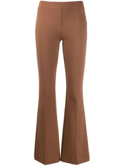 Blanca Mid-rise Flared Trousers In Brown