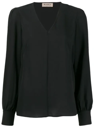 Blanca V-neck Blouse In Nero