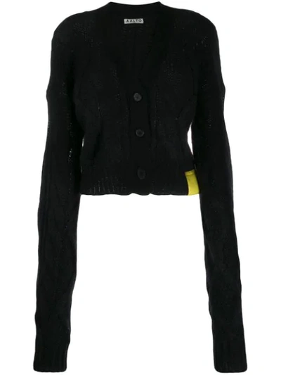 Aalto Cropped Cable-knit Cardigan In Black