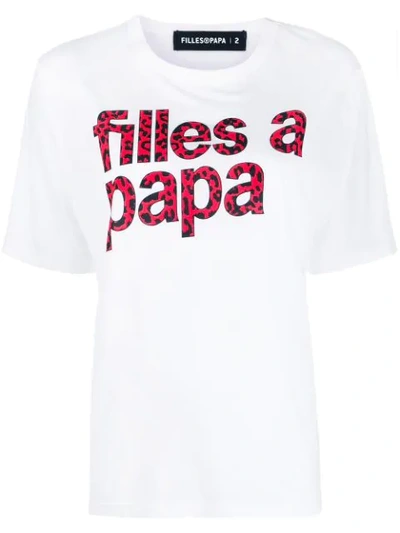 Filles À Papa Logo Print T-shirt In White