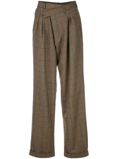 R13 Checked Relaxed Trousers In Green