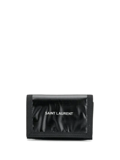 Saint Laurent Nuxx Nylon Tri-fold Wallet In Black