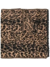 Saint Laurent Animal Print Scarf In Brown