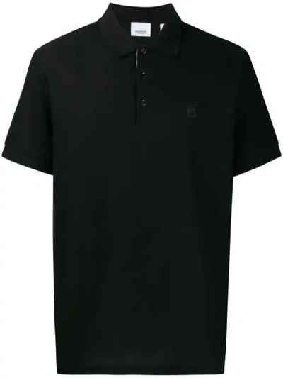 Burberry Embroidered Logo Polo Shirt In 黑色