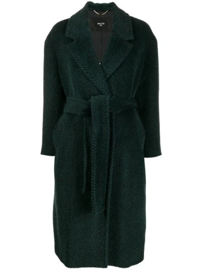 Paltò Belted Wool Coat In Green