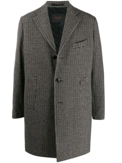 Paltò Houndstooth Single-breasted Coat In Black