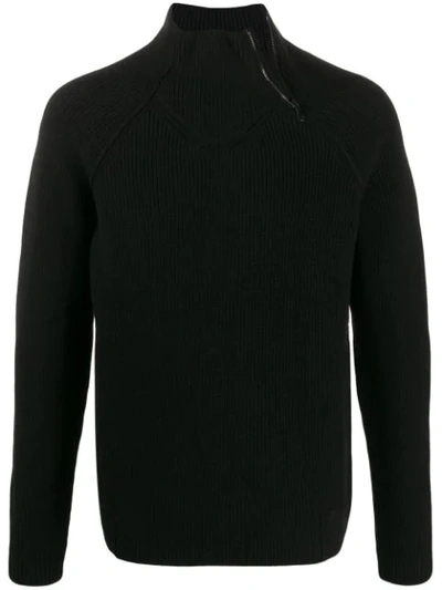 Transit Zipped Neck Sweater In Black