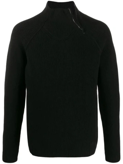 Transit Zipped Neck Jumper In Black