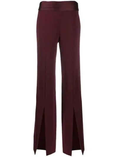Jonathan Simkhai Front Slit Flared Trousers In Red