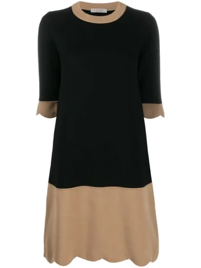D-exterior Two-tone Knitted Dress In Black