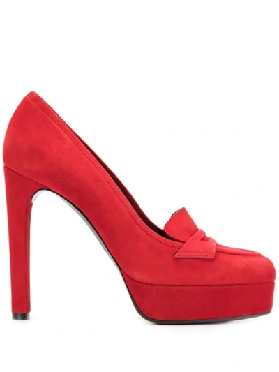 Casadei Loafer Platform Pumps In Red