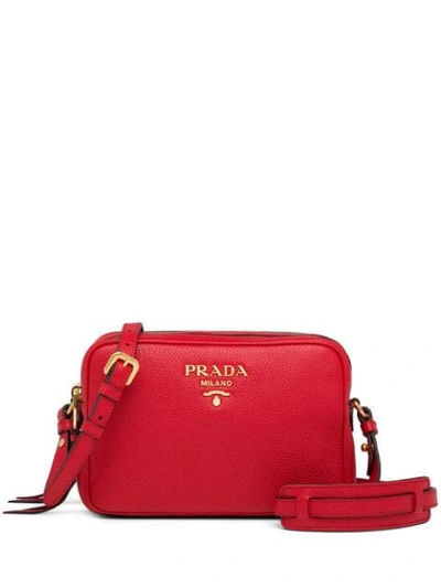 Prada Logo-embellished Shoulder Bag In Red