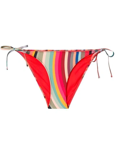 Paul Smith Swirl Print Tie-side Bikini Bottoms In Red