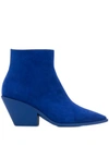 Casadei Angled Heel Ankle Boots In Blue