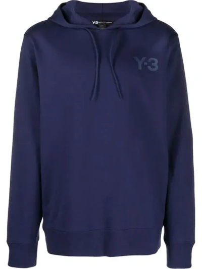 Y-3 Logo Hoodie In Blue