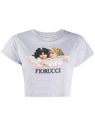 Fiorucci Vintage Angels Cropped T-shirt In Grey