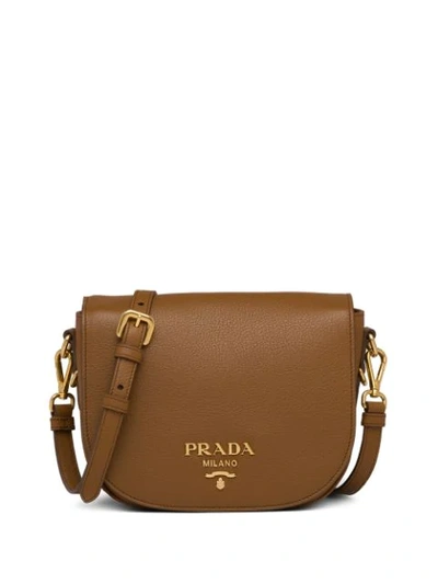 Prada Logo-embellished Shoulder Bag In Brown