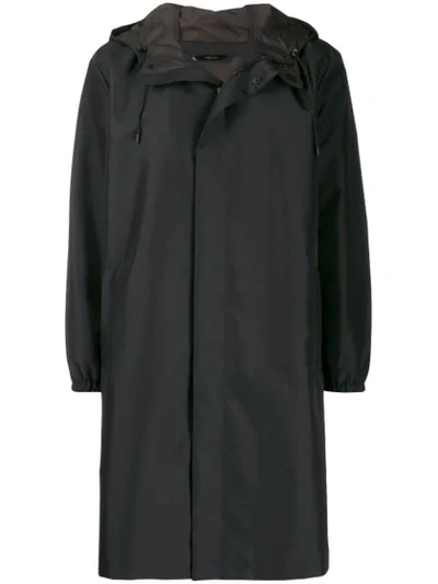 Fendi Logo Parka Coat In Black