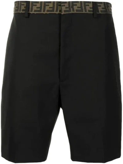 Fendi Long Bermuda Motif Shorts In Black