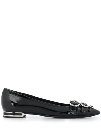 Casadei Pointed Ballerina Shoes In Black